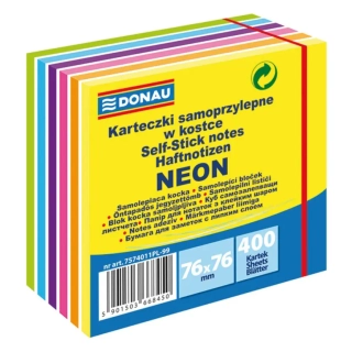 Poznámkový bloček Donau 76x76mm, neónové farby