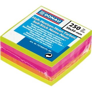 Poznámkový bloček Donau 50x50mm, neónové farby